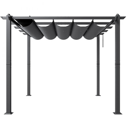 JDG-098-33DBE - 10'x10' Aluminum Pergola with UV50+ Sun Shade Canopy