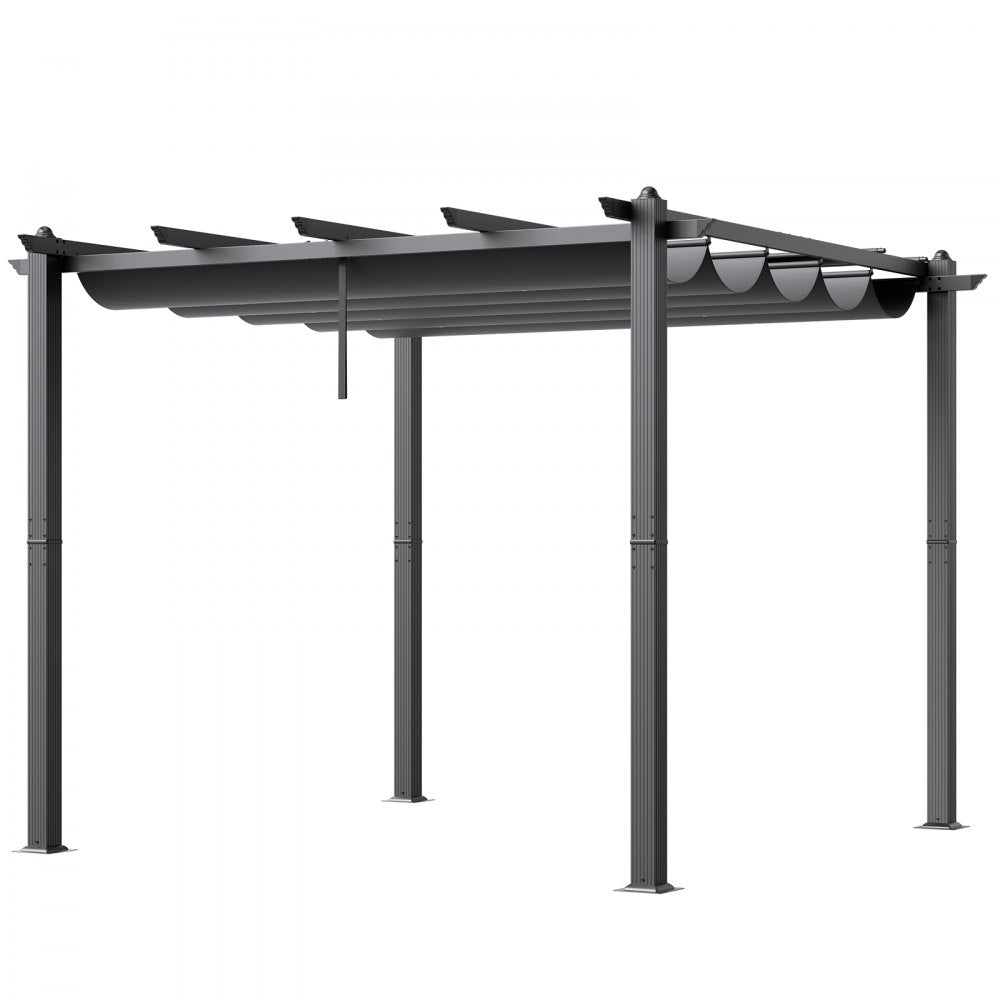 JDG-098-33DBE - 10'x10' Aluminum Pergola with UV50+ Sun Shade Canopy