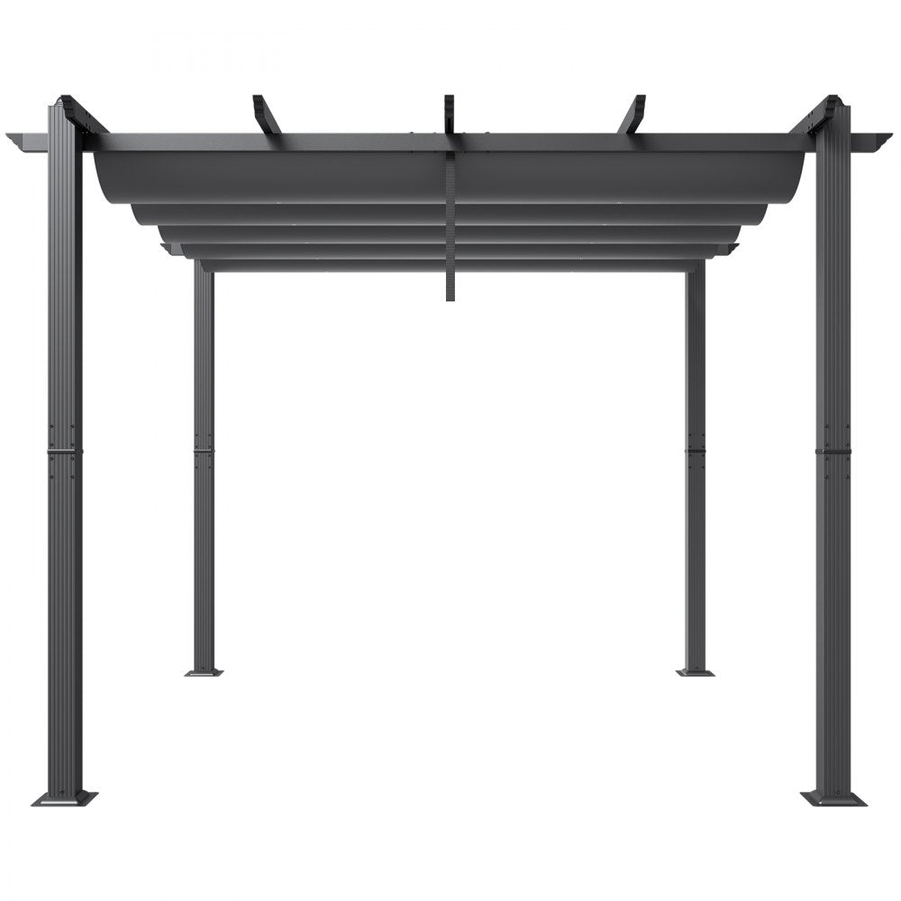 JDG-098-33DBE - 10'x10' Aluminum Pergola with UV50+ Sun Shade Canopy