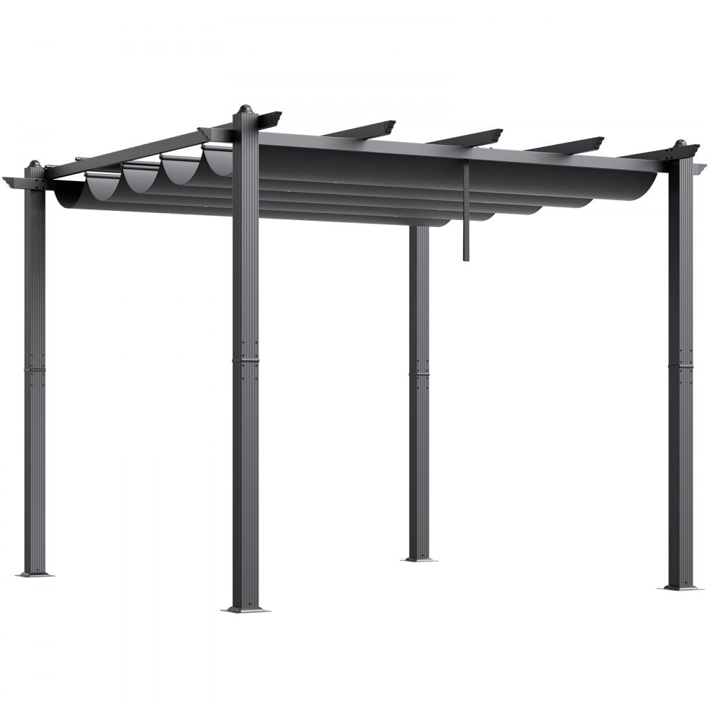JDG-098-33DBE - 10'x10' Aluminum Pergola with UV50+ Sun Shade Canopy