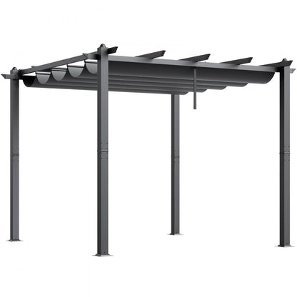 JDG-098-33DBE - 10'x10' Aluminum Pergola with UV50+ Sun Shade Canopy