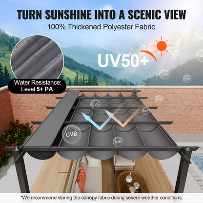 JDG-098-34DGR - 10'x13' Heavy-Duty Pergola with UV50+ Canopy