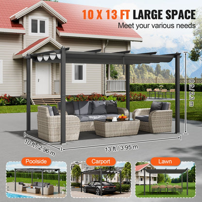JDG-098-34DGR - 10'x13' Heavy-Duty Pergola with UV50+ Canopy