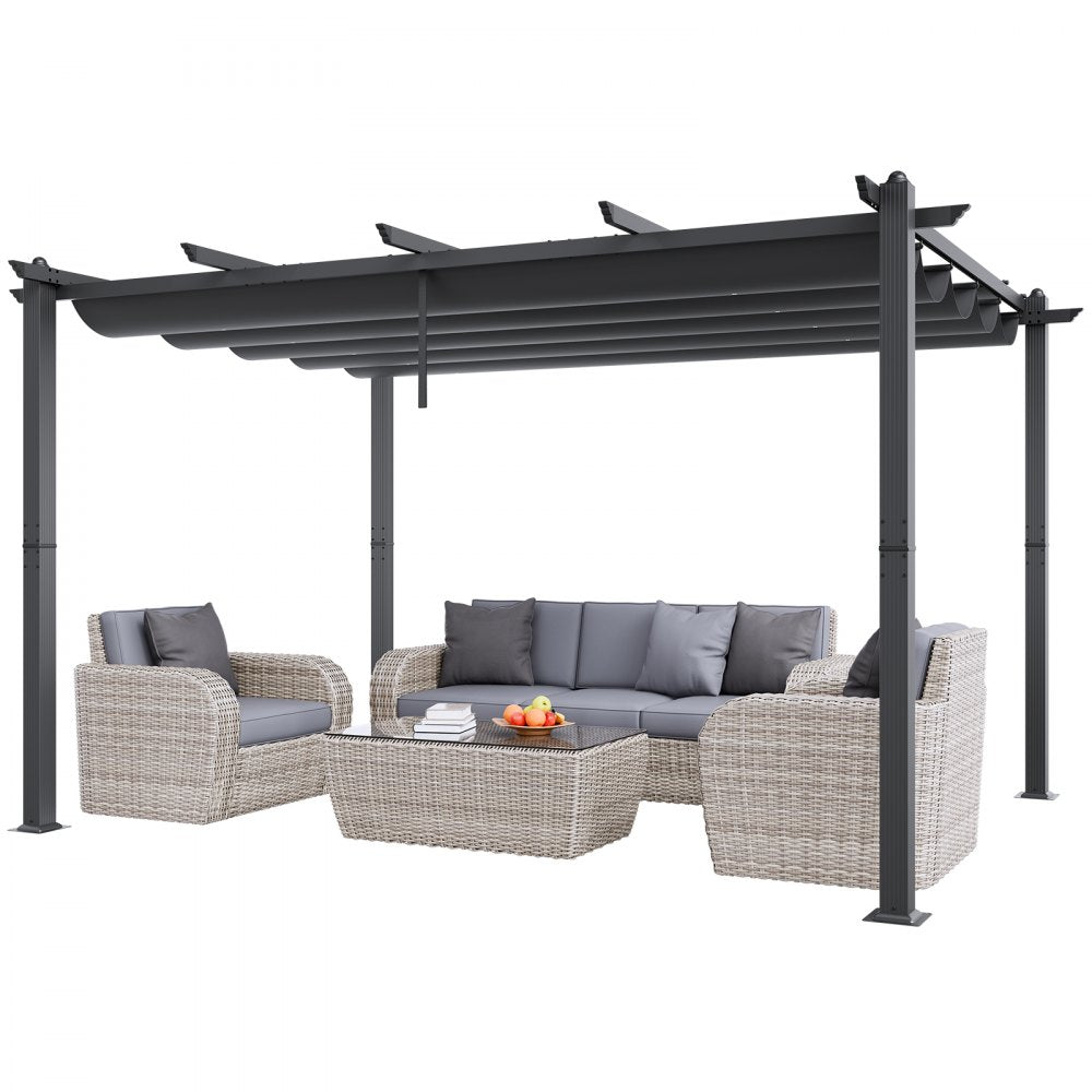 JDG-098-34DGR - 10'x13' Heavy-Duty Pergola with UV50+ Canopy