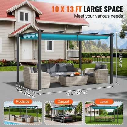 JDG-098-34DBL - 3.5"x3.5" Aluminum Retractable Pergola with UV Protection