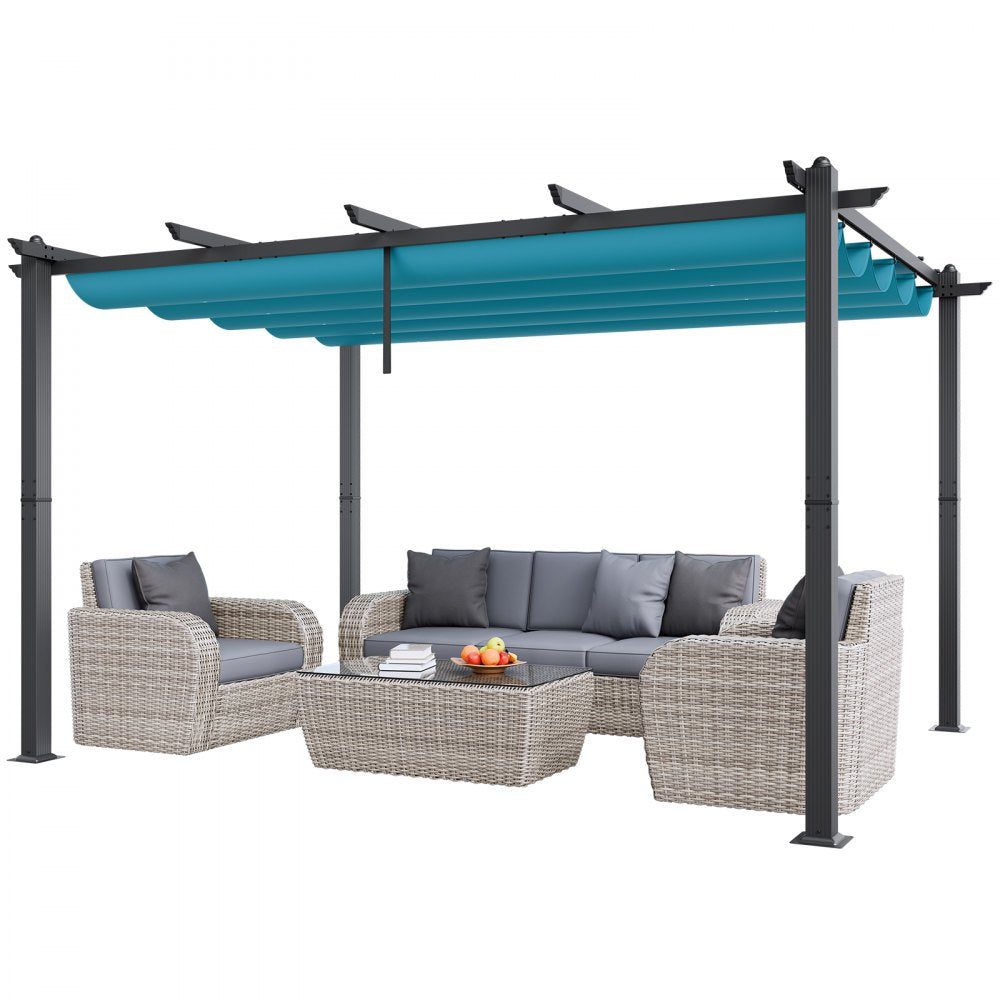 JDG-098-34DBL - 3.5"x3.5" Aluminum Retractable Pergola with UV Protection