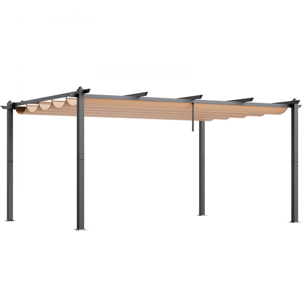 JDG-098-48DBE - 12'x16' Aluminum Pergola with UV50+ Sun Shade Canopy