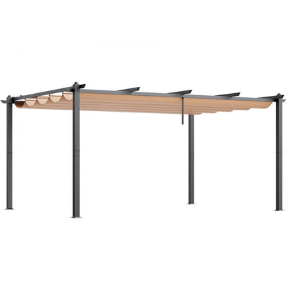 JDG-098-48DBE - 12'x16' Aluminum Pergola with UV50+ Sun Shade Canopy