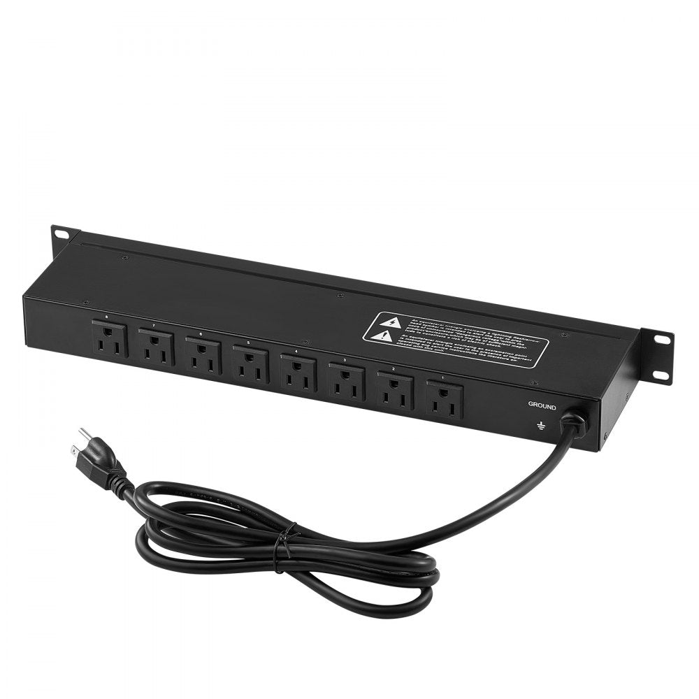 BAYU-PJ08 - 1U Rack Mount Power Strip with 8 Outlets & Surge Protection