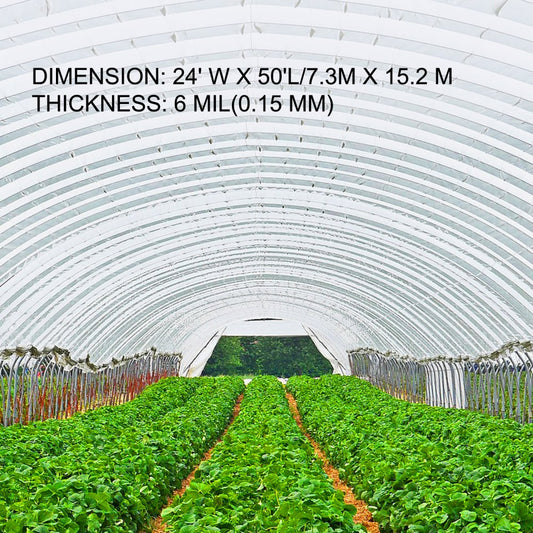 010114965068 - 24' x 50' Heavy-Duty Greenhouse Film, 6 Mil UV Protection