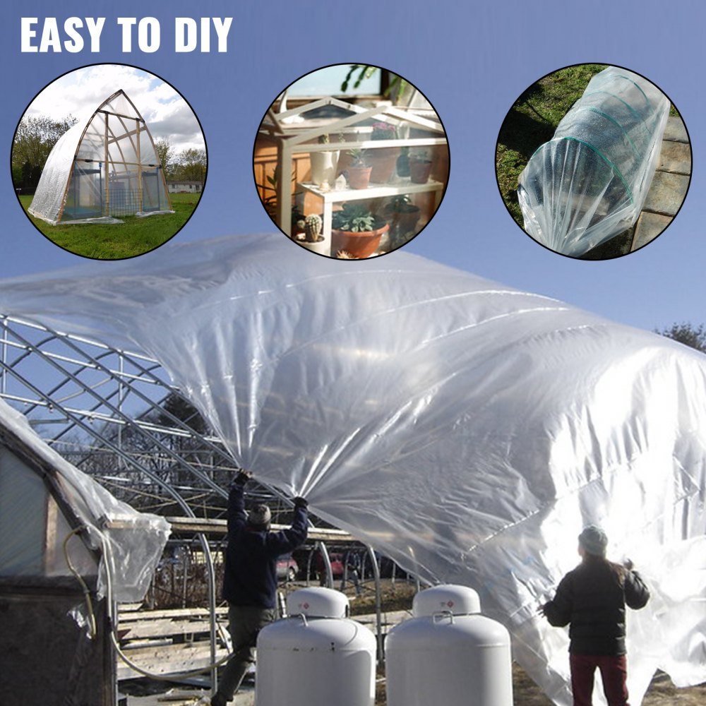 010738165048 - 8' x 25' UV-Resistant Greenhouse Film for Tough Weather Conditions