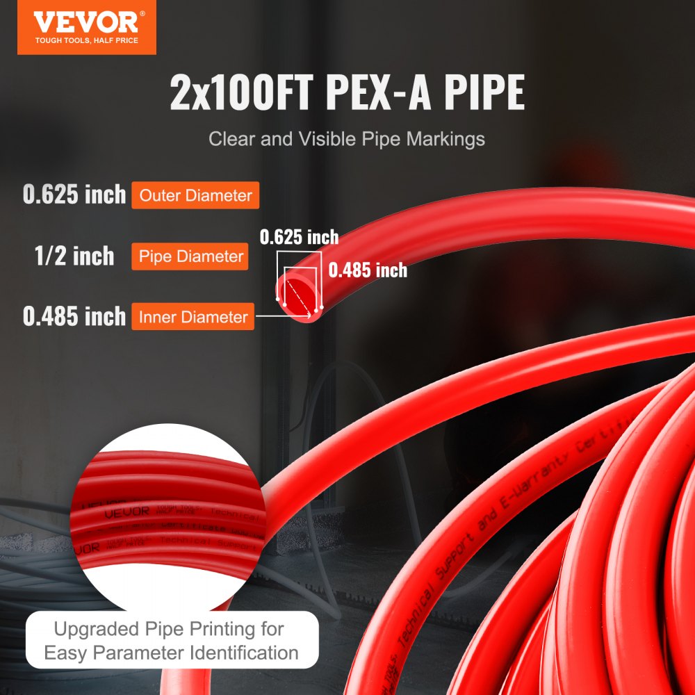 P128-7-100RB - 1/2 Inch Durable PEX Pipe, 2 Rolls of 100 Feet