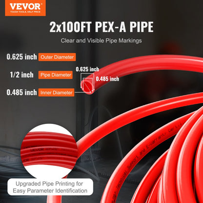 P128-7-100RB - 1/2 Inch Durable PEX Pipe, 2 Rolls of 100 Feet