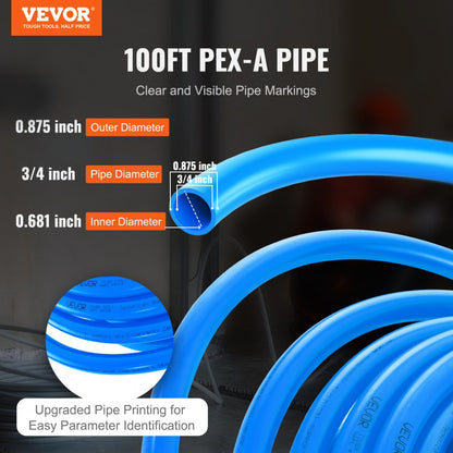 P128-13-100B - Durable 3/4" x 100ft PEX-A Pipe for Plumbing Solutions
