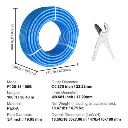 P128-13-100B - Durable 3/4" x 100ft PEX-A Pipe for Plumbing Solutions