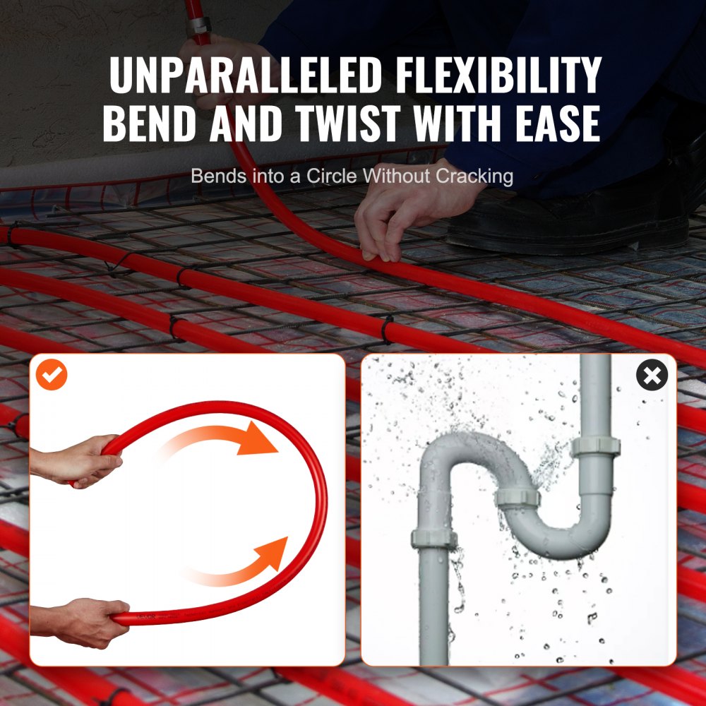 P128-13-100RB - 3/4" PEX Pipe, 200 ft Durable & Flexible Tubing