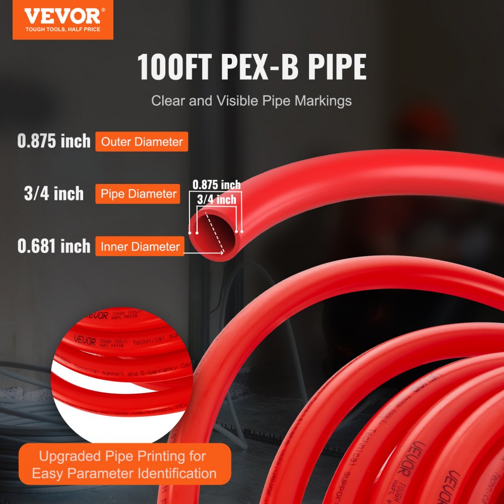 P130-13-100R - 100ft Flexible 3/4" PEX Pipe for Plumbing Solutions