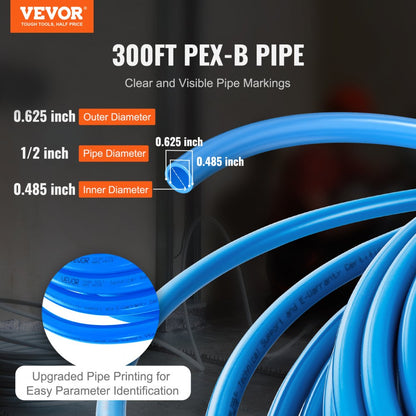 P130-7-300B - 1/2" x 300ft Durable Flexible PEX Pipe for Plumbing
