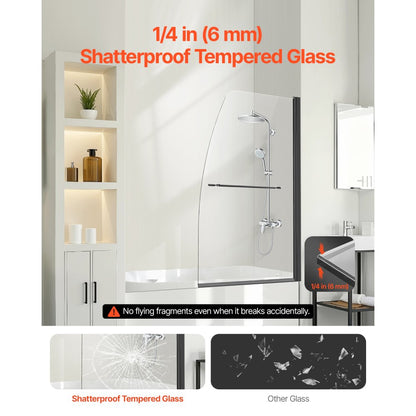 CNH-YP-P711 - 34" Frameless Shower Door with Shatterproof Glass and Easy Clean