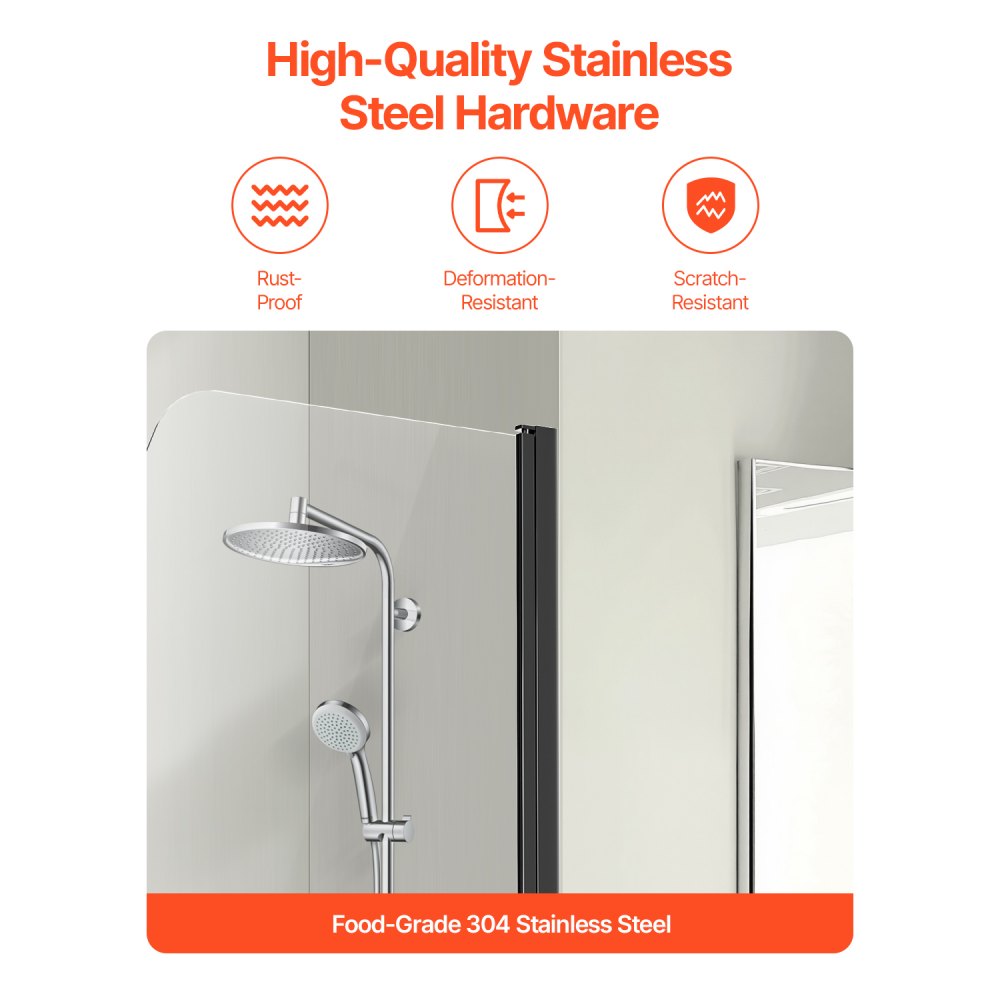 CNH-YP-P711 - 34" Frameless Shower Door with Shatterproof Glass and Easy Clean
