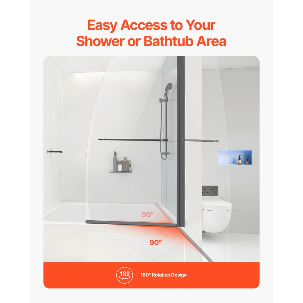 CNH-YP-P711 - 34" Frameless Shower Door with Shatterproof Glass and Easy Clean