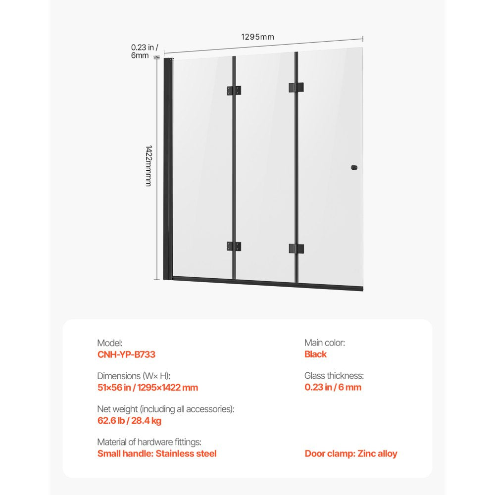 CNH-YP-B733 - Modern 51" W x 56" H Shower Door for Elegant Bathrooms
