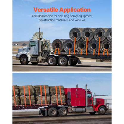 LC-FTO43010 - 4"x30' High-Strength Polyester Winch Straps with Flat Hooks, 10 Pack