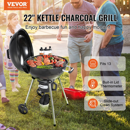 KY22022C - Durable 22" Charcoal Kettle Grill for Perfect BBQs