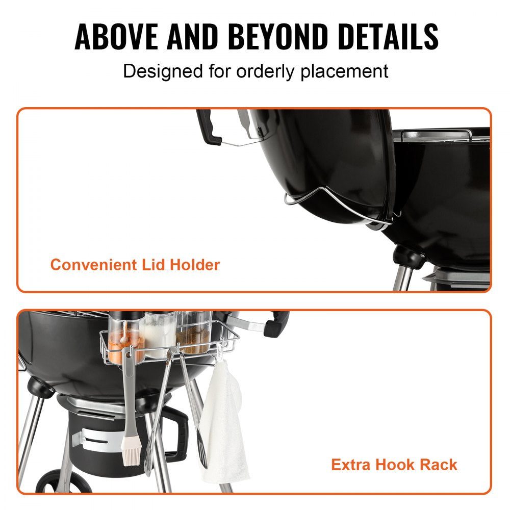 KY22022C - Durable 22" Charcoal Kettle Grill for Perfect BBQs