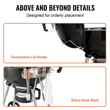 KY22022C - Durable 22" Charcoal Kettle Grill for Perfect BBQs