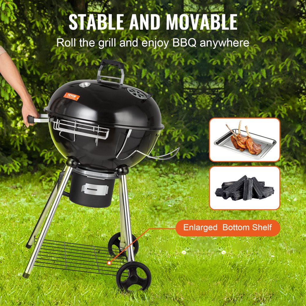 KY22022C - Durable 22" Charcoal Kettle Grill for Perfect BBQs