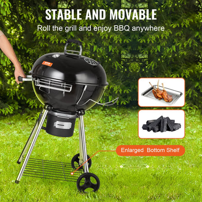 KY22022C - Durable 22" Charcoal Kettle Grill for Perfect BBQs