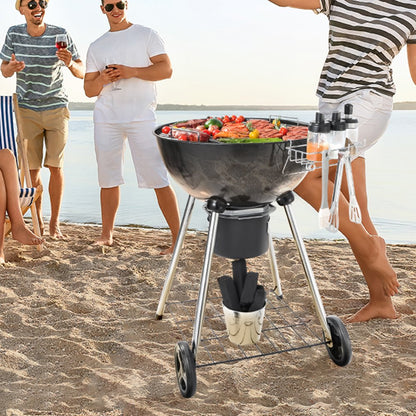 KY22022C - Durable 22" Charcoal Kettle Grill for Perfect BBQs