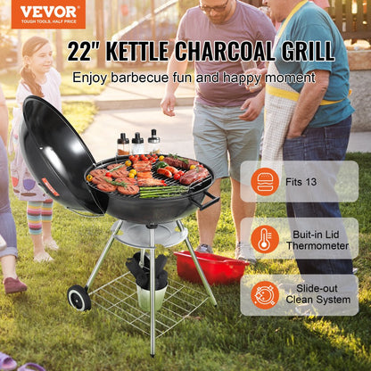 YH22022B - 22-Inch Portable Charcoal Grill with Easy Cleanup & Temperature Control