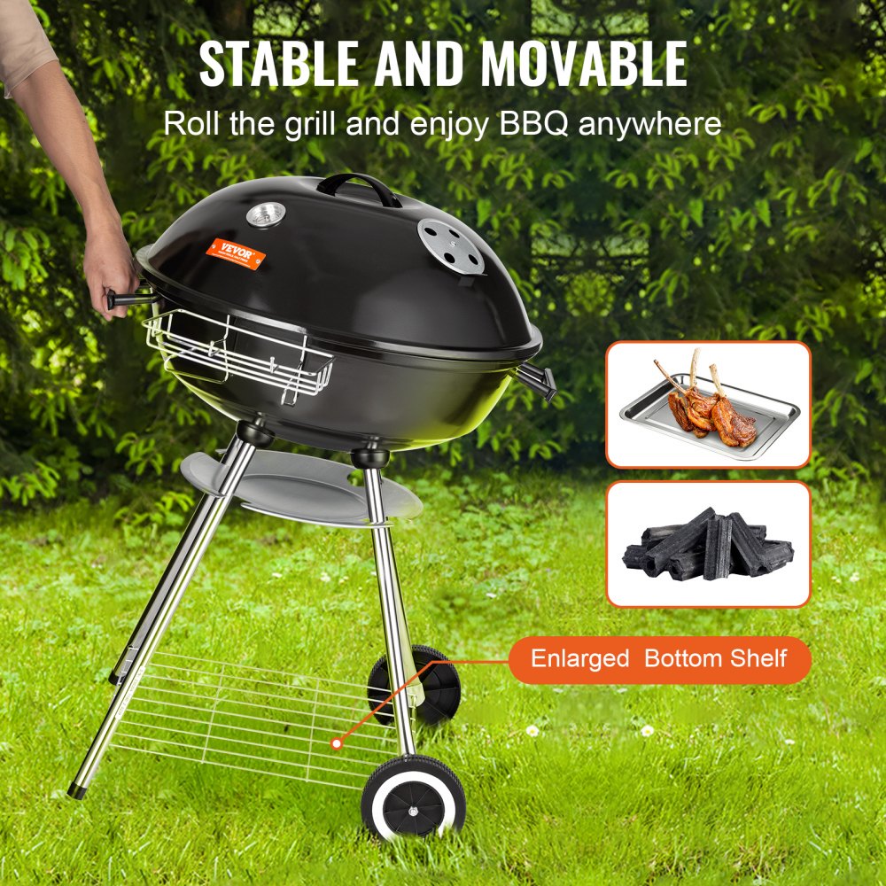 YH22022B - 22-Inch Portable Charcoal Grill with Easy Cleanup & Temperature Control