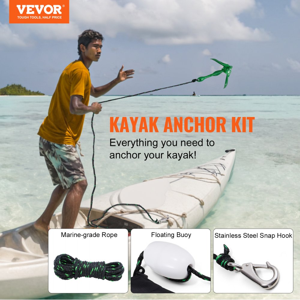 PHT-3.5LB - 3.5 lb Lightweight Kayak Anchor Kit with 26.2 ft Rope