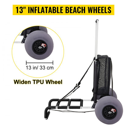 010807997177 - 23" x 15" Folding Beach Cart with 13" TPU Tires