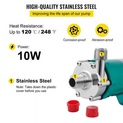 VV-BBP-10 - Compact Stainless Steel Magnetic Beer Brewing Pump for Efficient Transfers