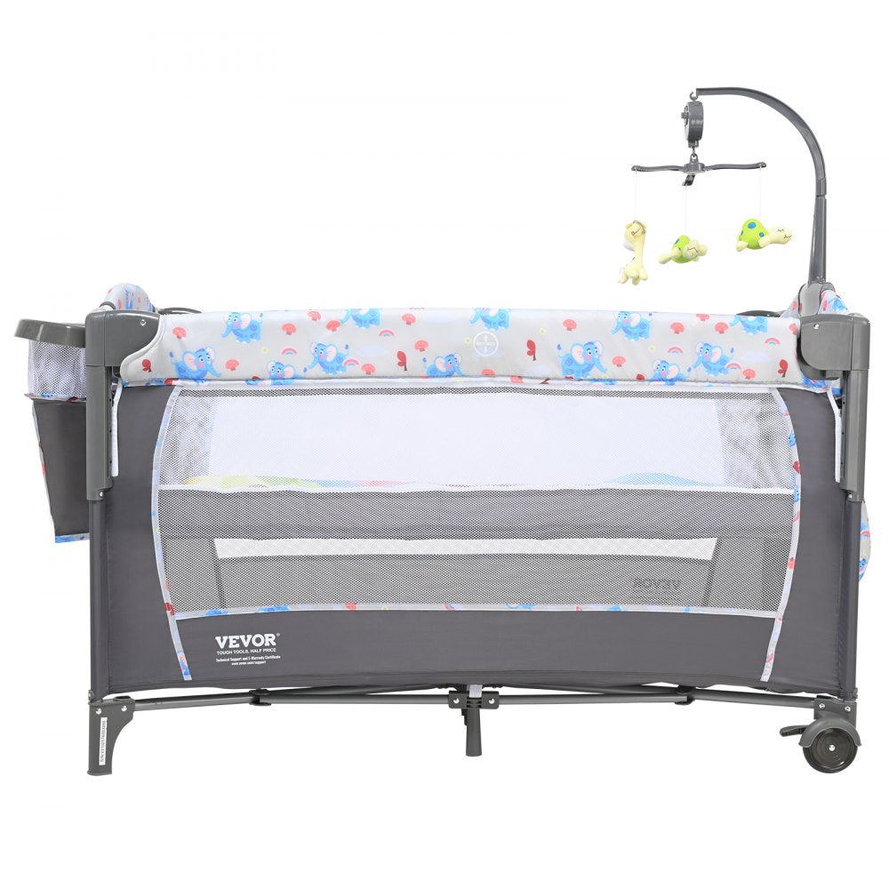 P9070 - Adjustable Height Baby Bassinet with Changing Table & Wheels