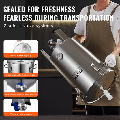 DM-F300 - 8-Gallon VEVOR Stainless Steel Brew Kettle with Secure Seal