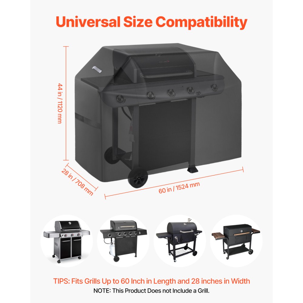 DD-60x28x44 - All-Weather BBQ Grill Cover with 3-Layer Waterproof Design