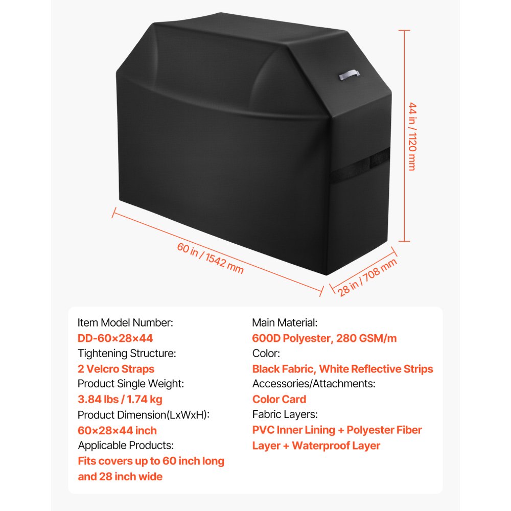 DD-60x28x44 - All-Weather BBQ Grill Cover with 3-Layer Waterproof Design