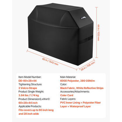 DD-60x28x44 - All-Weather BBQ Grill Cover with 3-Layer Waterproof Design
