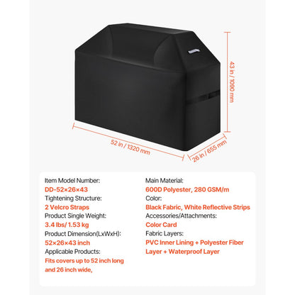 DD-52x26x43 - Durable Waterproof Grill Cover with Easy Fit Design