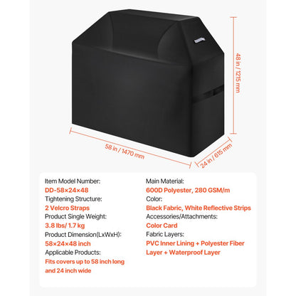 DD-58x24x48 - Durable Waterproof Grill Cover with Windproof Features