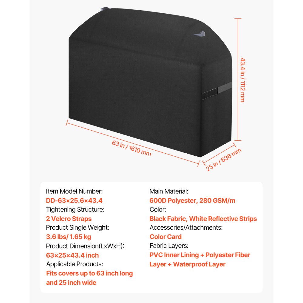 DD-63x25.6x43.4 - Waterproof Multi-Layer BBQ Cover for All Seasons