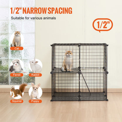 LS0261 - 28" 2-Tier Metal Cat Cage with Ladder for Play & Resting