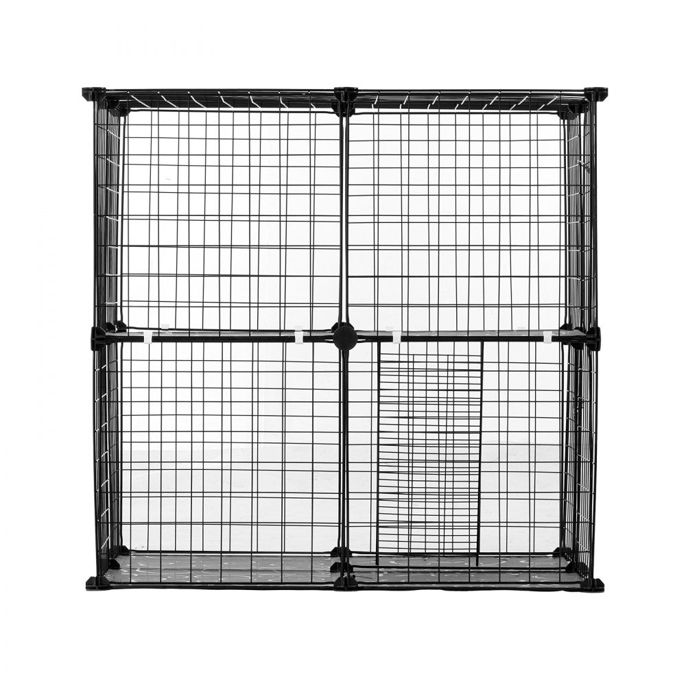 LS0261 - 28" 2-Tier Metal Cat Cage with Ladder for Play & Resting