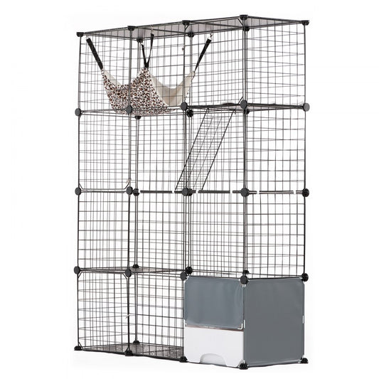 LS0263 - Versatile 4-Tier Cat Cage with Play Areas & Easy Setup