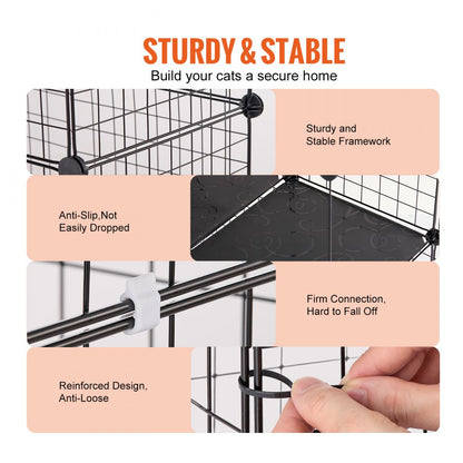 LS0265 - Spacious 4-Tier Metal Cat Cage 41x14x55" with Hammock & Accessories